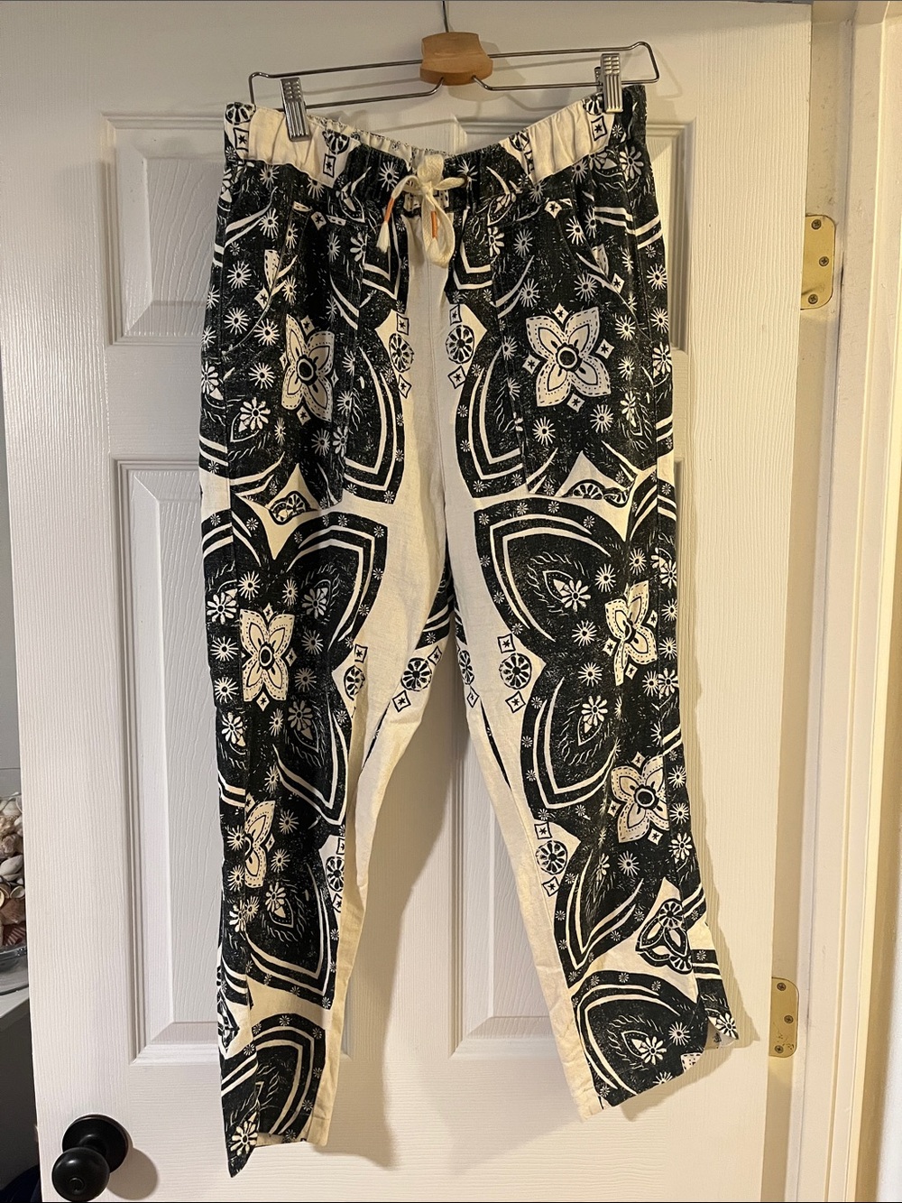 Anthropologie Pilcro Linen Blend Cropped Drawstring Sz M